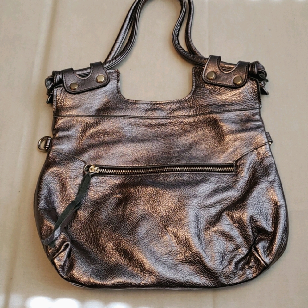 GG Boss Metallic Leather Shoulder Bag